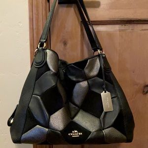 Black patch work Coach Shoulder bag